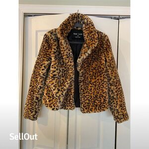 New Look Women's Leopard Print Faux Fur Jacket Size M Multicolor